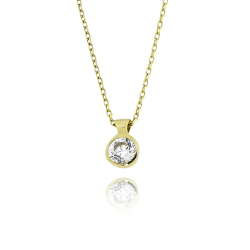 Solitaire Pendant with Chain 9K Yellow Gold
