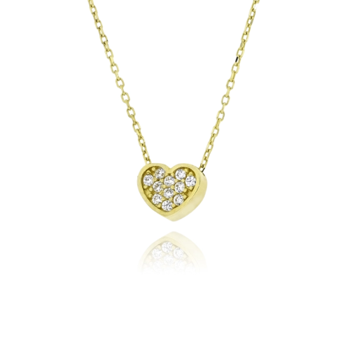 Heart Pendant with Chain 9K Yellow Gold