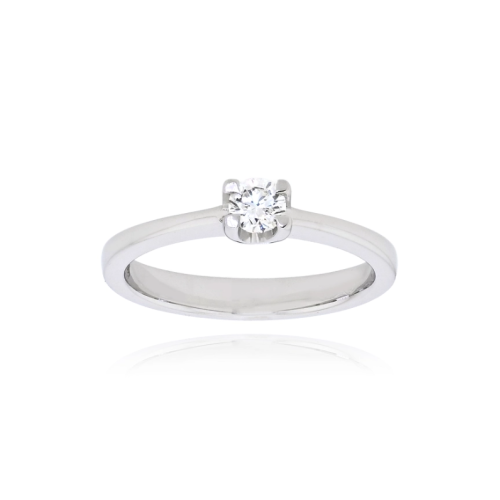 Solitaire Engagement Ring 18K White Gold